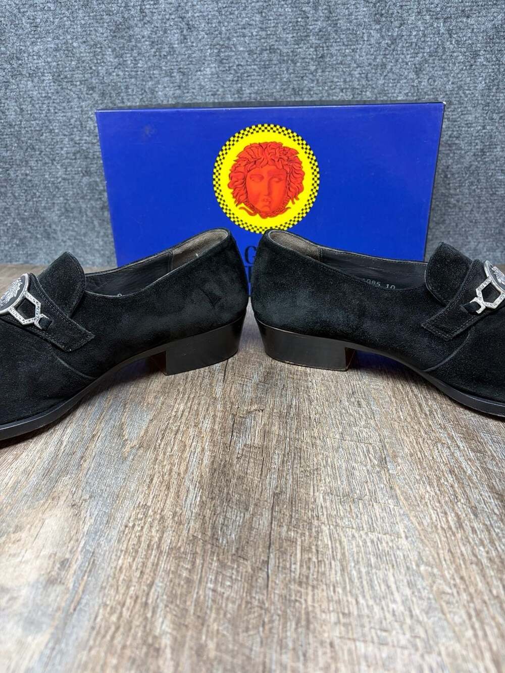 Gianni Versace Men's Black Suede Medusa Head Hardware Dress Loafers Shoes SZ-10 - Picture 11 of 16